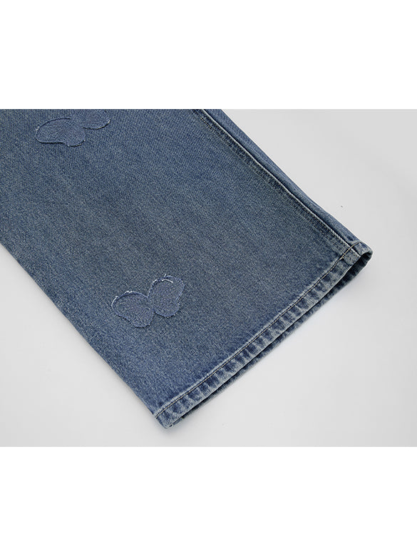 Butterfly Patch Denim Pants