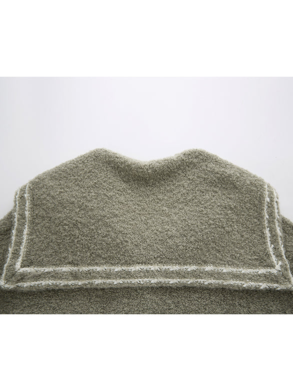Loop-yarn Sailor Collar Line Knit