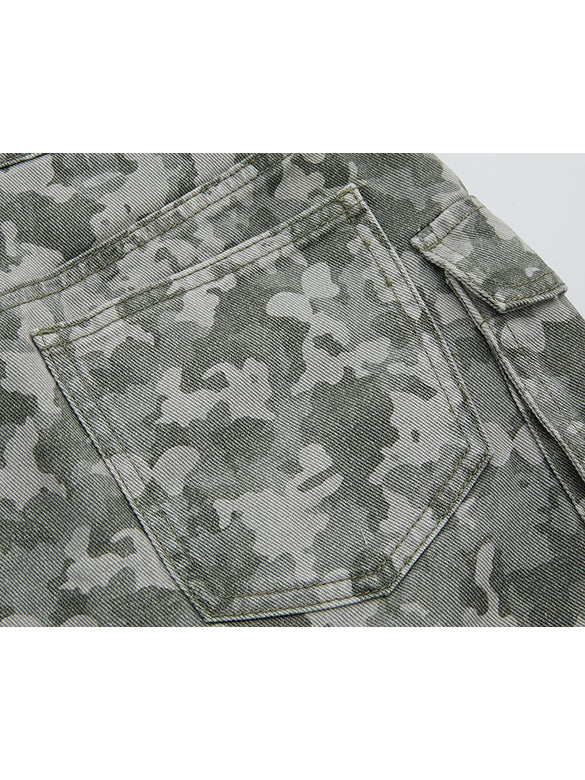 Camouflage Denim Cargo Short Pants