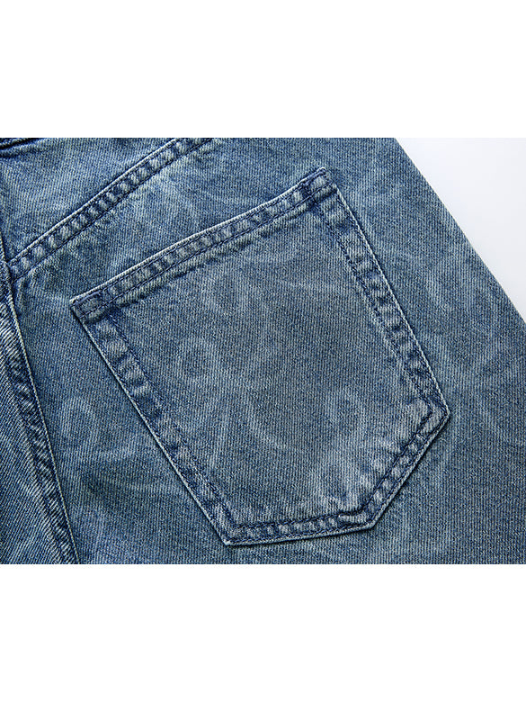 Ribbon Printed Denim Pants