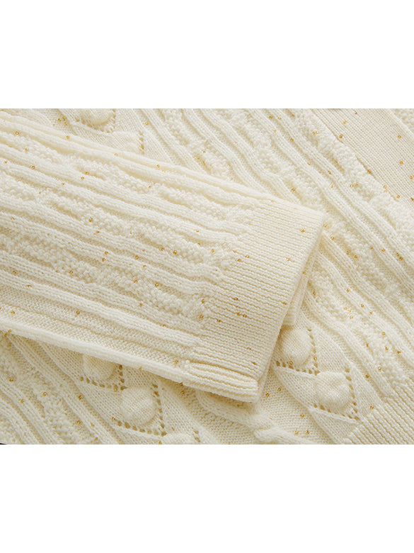 Beads Cable Knitting Cardigan