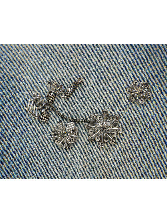 Painted & Beads Denim Pants