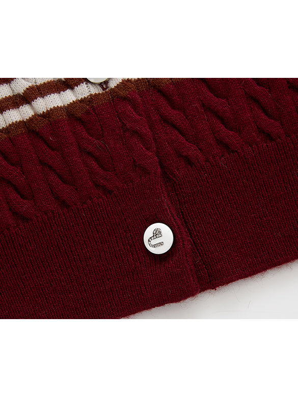Retro Color Stripe Knit Cardigan