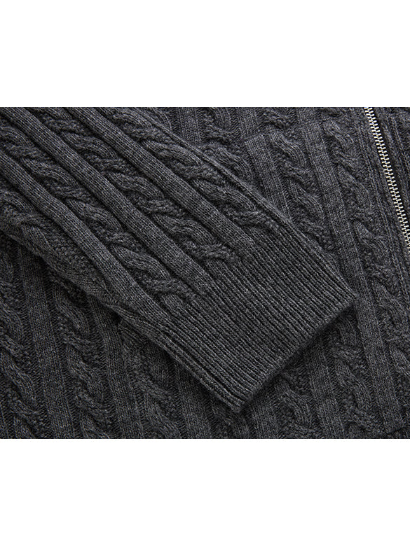 Pompon Design Knitting Zipper Hoodie