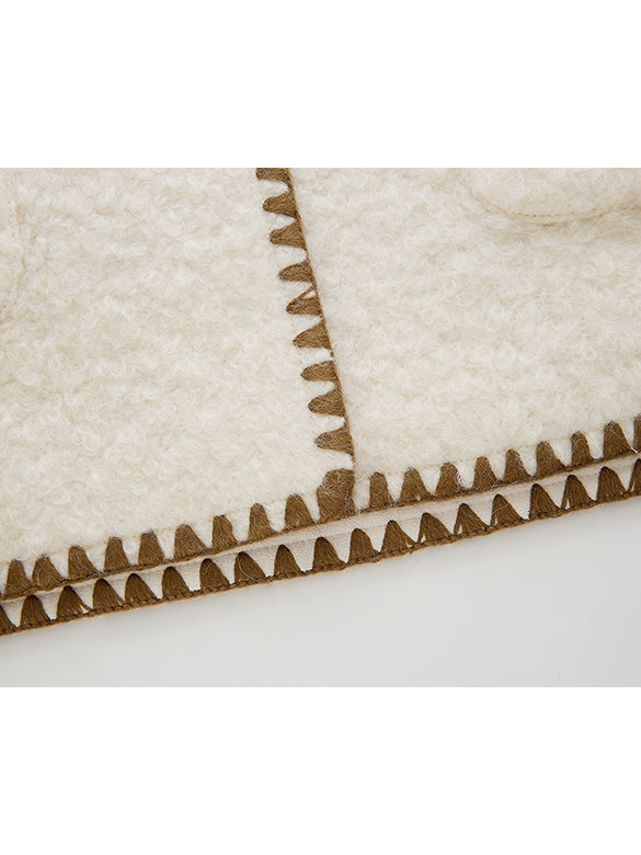 Bi-color Stitch Boa Half Coat