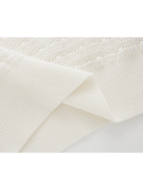 Rib-collar Polo Knit Top