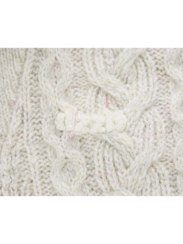 Thin Cable Zipper Sleeveless Knit