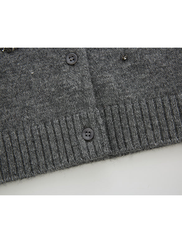 Beads Design Knit Cardigan