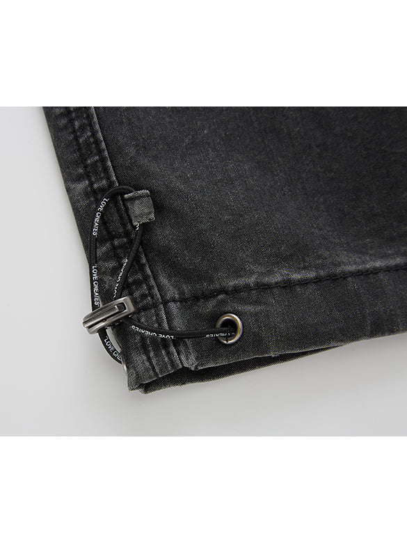 Black Denim Cargo Pants