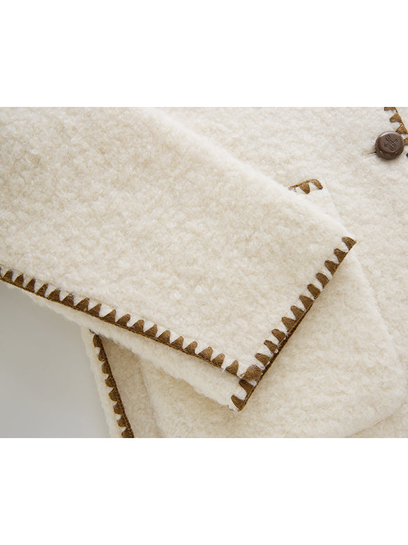 Bi-color Stitch Boa Half Coat