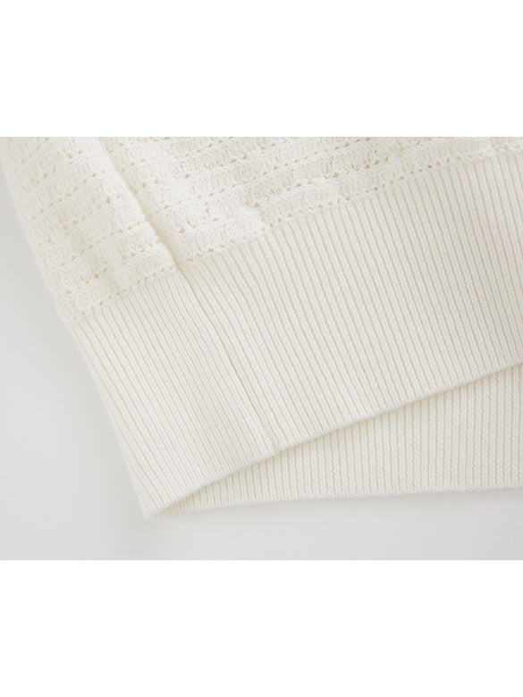 Rib-collar Polo Knit Top