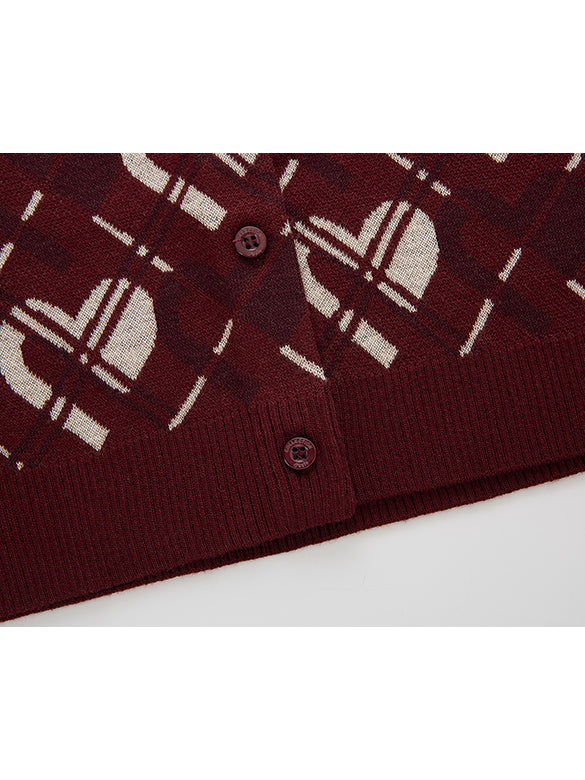 Monogram Bias Plaid Knit Cardigan