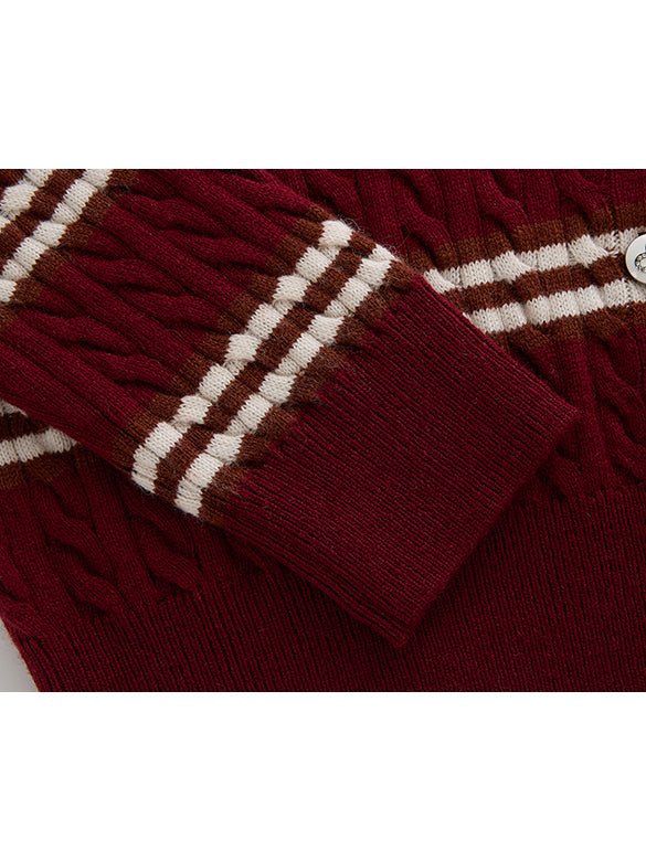 Retro Color Stripe Knit Cardigan