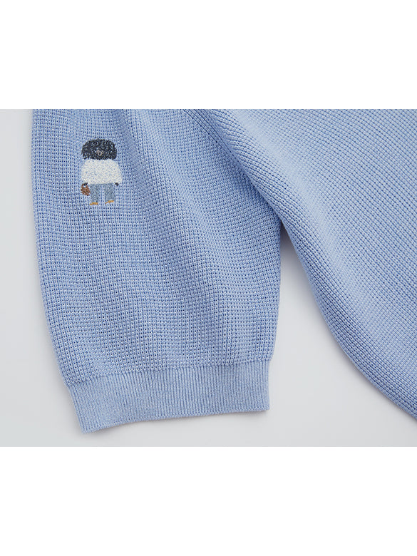 Embroidery Character Knit Cardigan