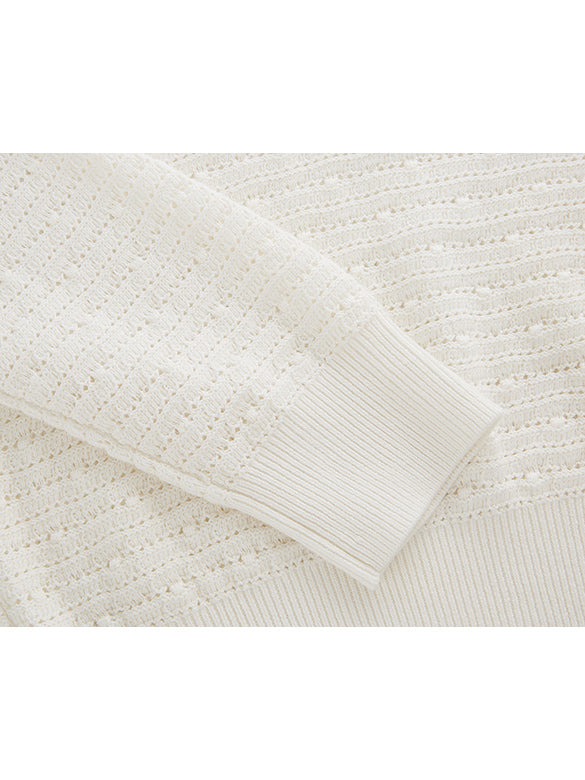 Rib-collar Polo Knit Top