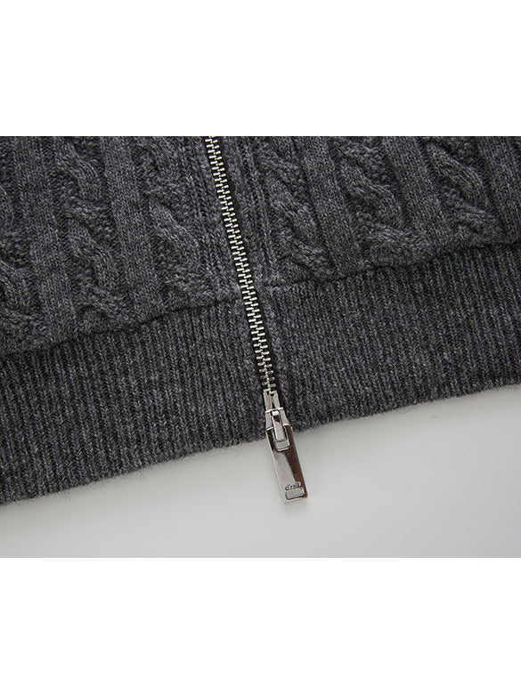 Pompon Design Knitting Zipper Hoodie