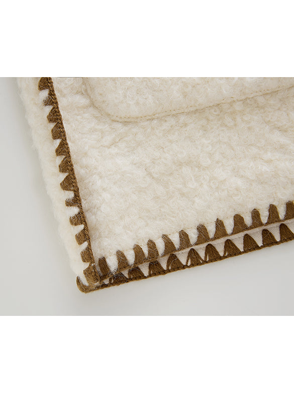 Bi-color Stitch Boa Half Coat