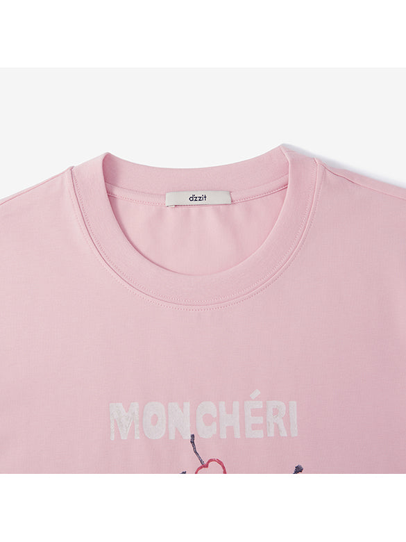 Cherry Printed & Beads T-shirt