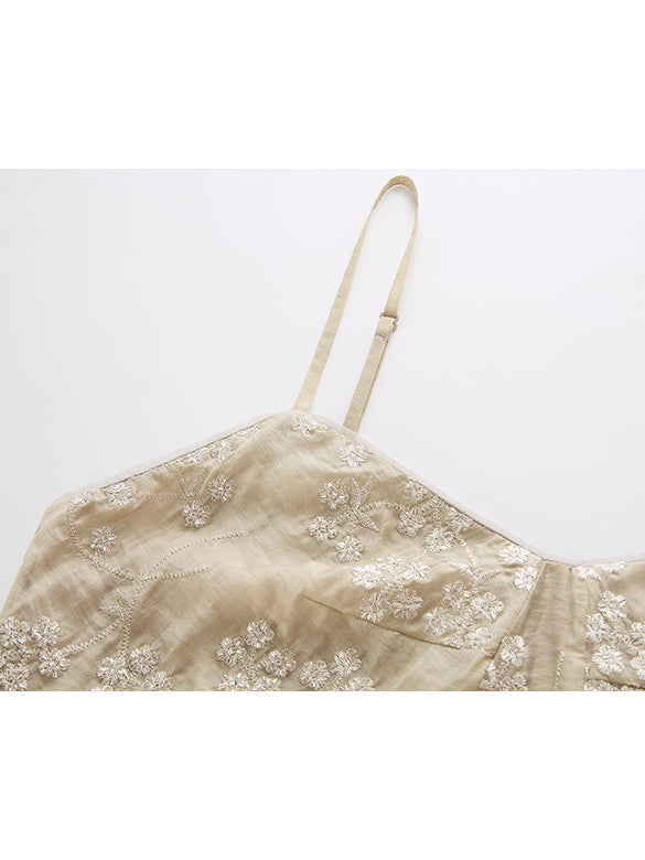Beads Flower Layered Dress