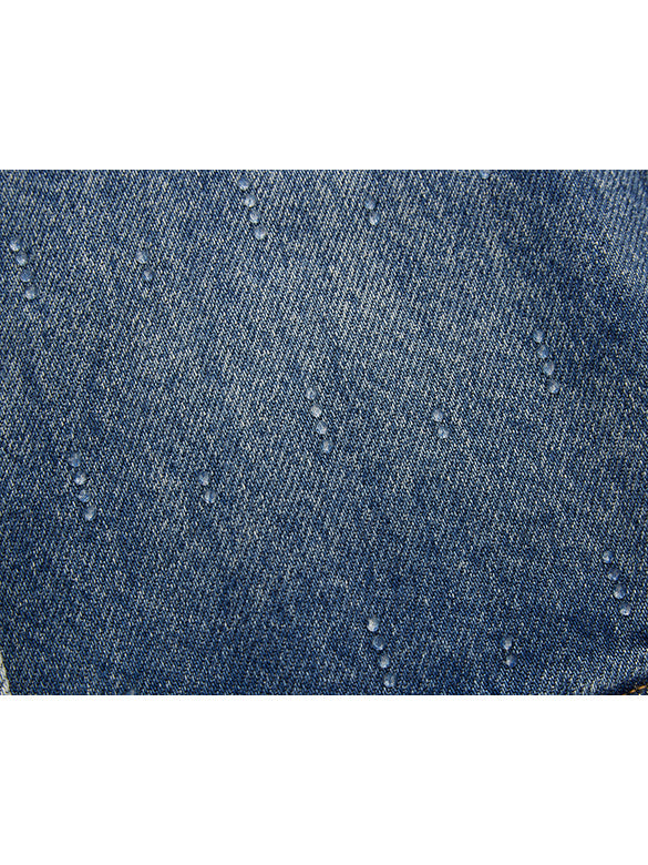 Clear Beads No-collar Denim Jacket