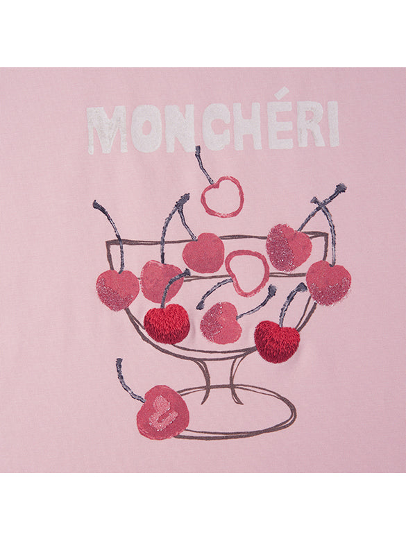 Cherry Printed & Beads T-shirt