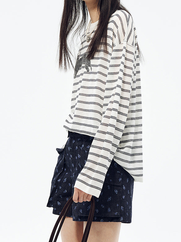 Stripe Cat Knit Top