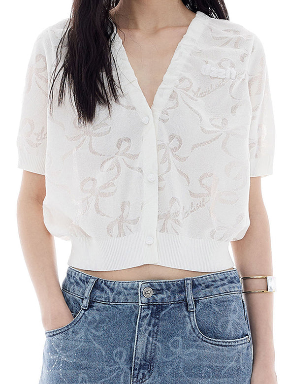 Ribbon Sheer Knit Cardigan