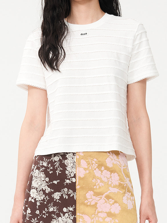 Frill Stripe Design T-shirt