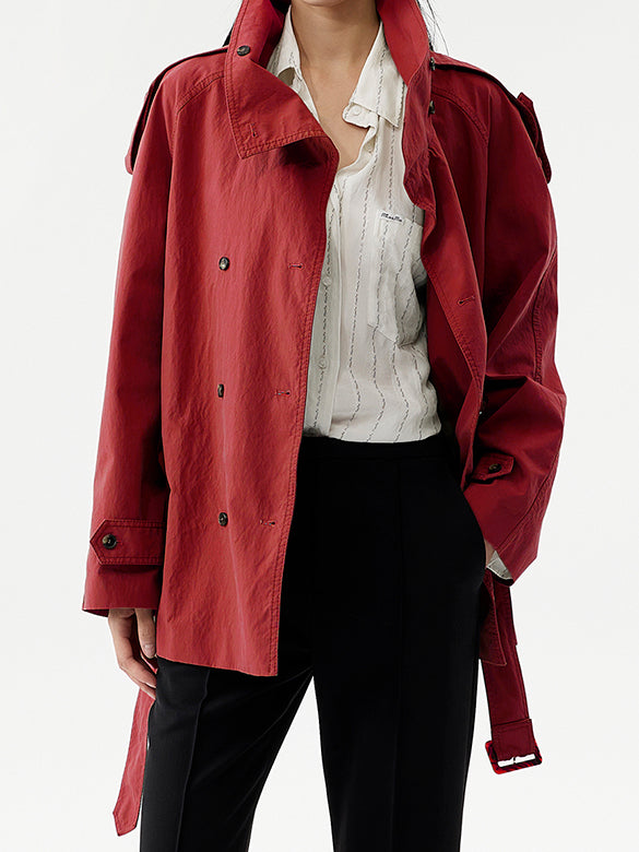Red Half Trench-coat