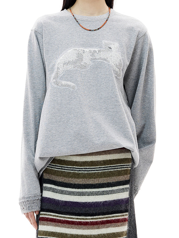 Animal Embroidery Long Sleeves T-shirt