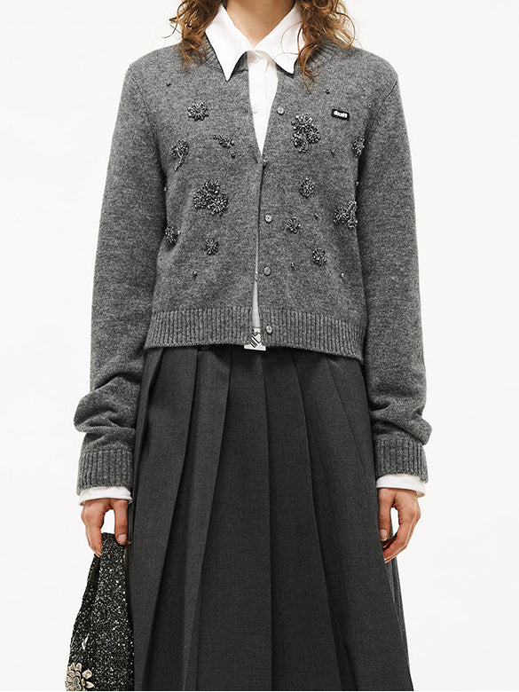 Beads Design Knit Cardigan