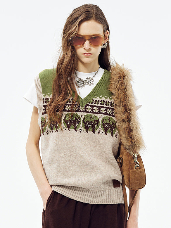Cat Design Knit Vest