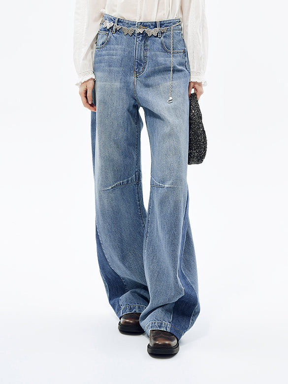 Bi-color Switch Denim Pants