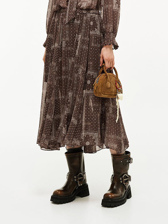 Geometric Printed Chiffon Skirt