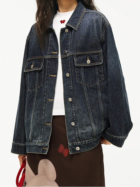 Butterfly Patch Rigid Denim Jacket