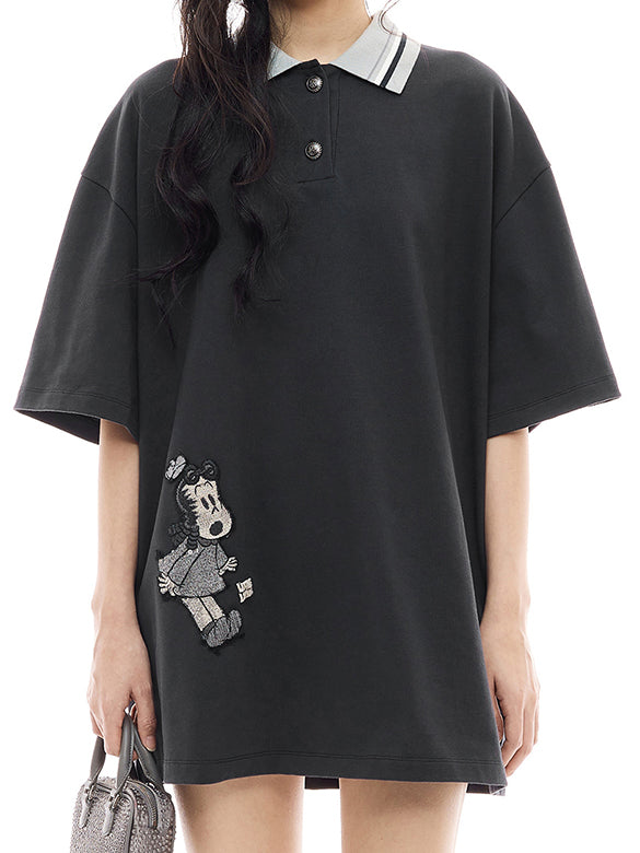 Embroidery & Sequins Polo Dress