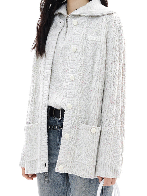 Thin Cable Knit Cardigan