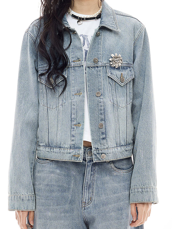 Foil Printed Denim Jacket