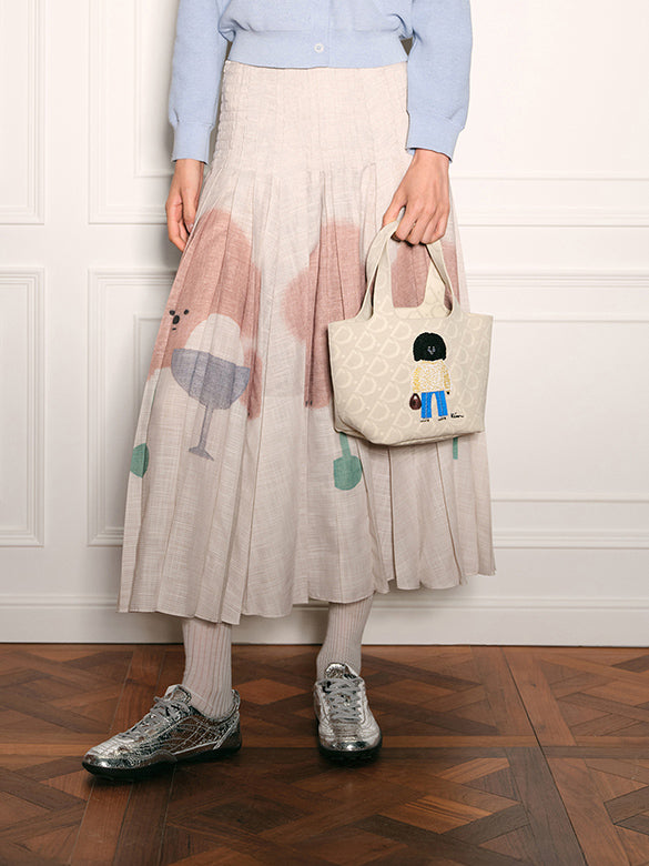 Character Printed Pleats Skirt