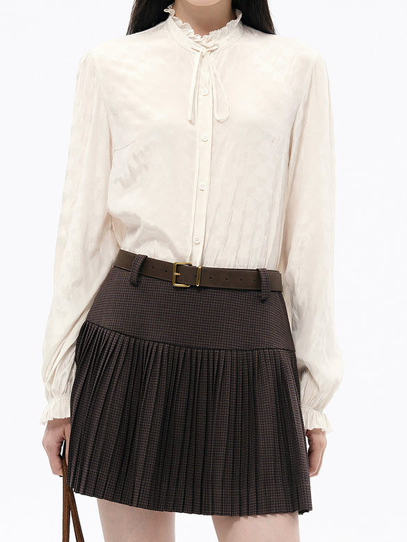 Ribbon Design Monogram Frill Blouse