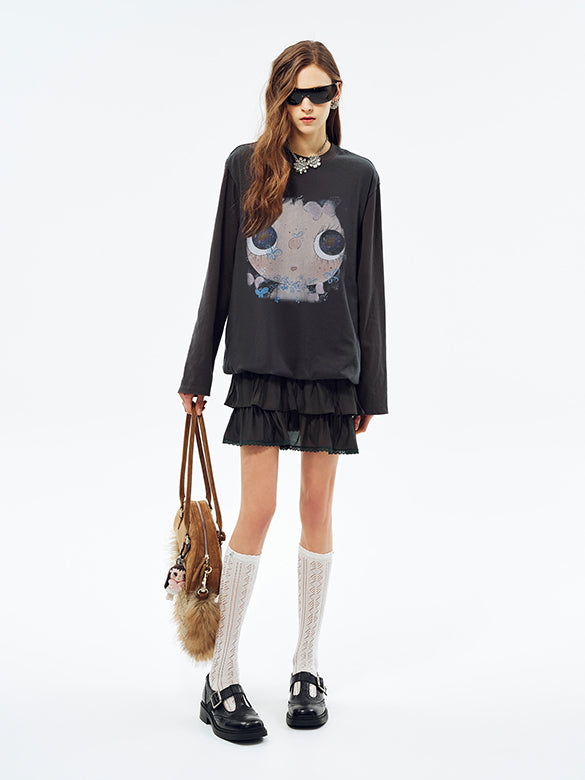 Hem Frill Combination Dress