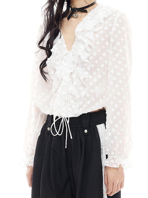 Flower Dot Frill blouse