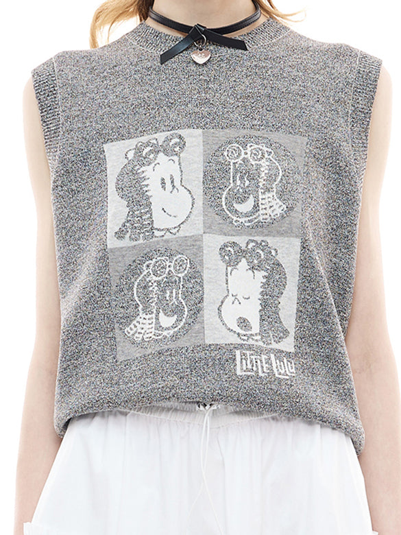Beads Design Sleeveless Knit Top