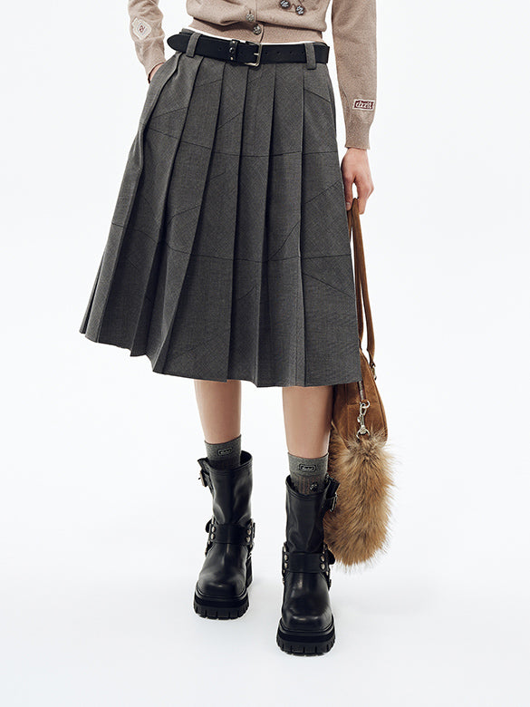 Design Switch Pleats Skirt