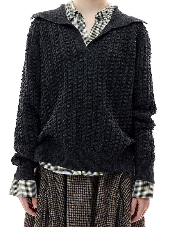 Collar Design Knitting Top