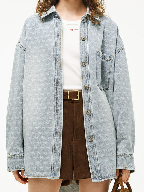 Butterfly Pattern Denim Shirt