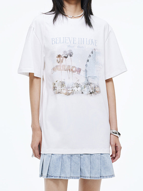 Denim Hem Combination T-shirt Dress
