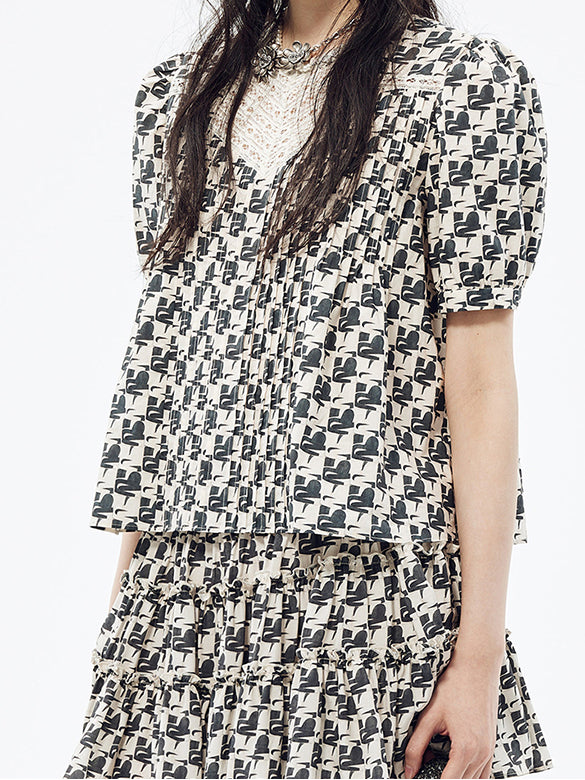 Monogram Printed Blouse