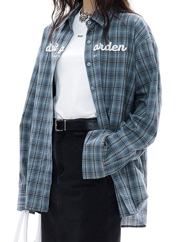 Embroidery Plaid Shirt