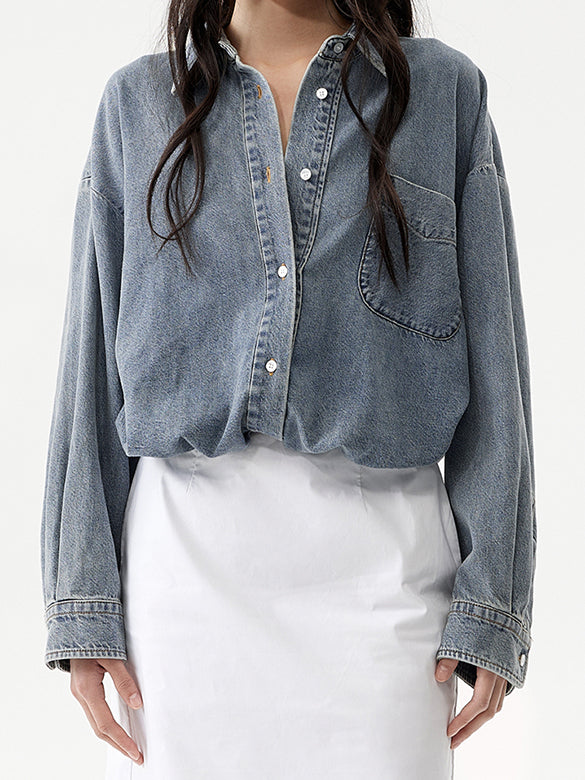 Waist Aperture Denim Shirt